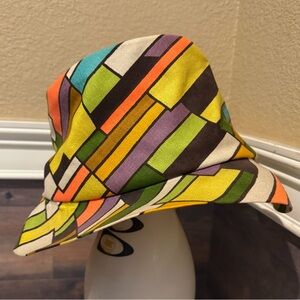 Vintage 60s Happy Cappers Womens Mod Bucket Bright Colored Hat Paper Tag Retro